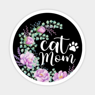 Cat mom watercolor floral Design Magnet